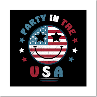 Party In The Usa 4Th Of July Preppy Smile Shirts Men Women Posters and Art